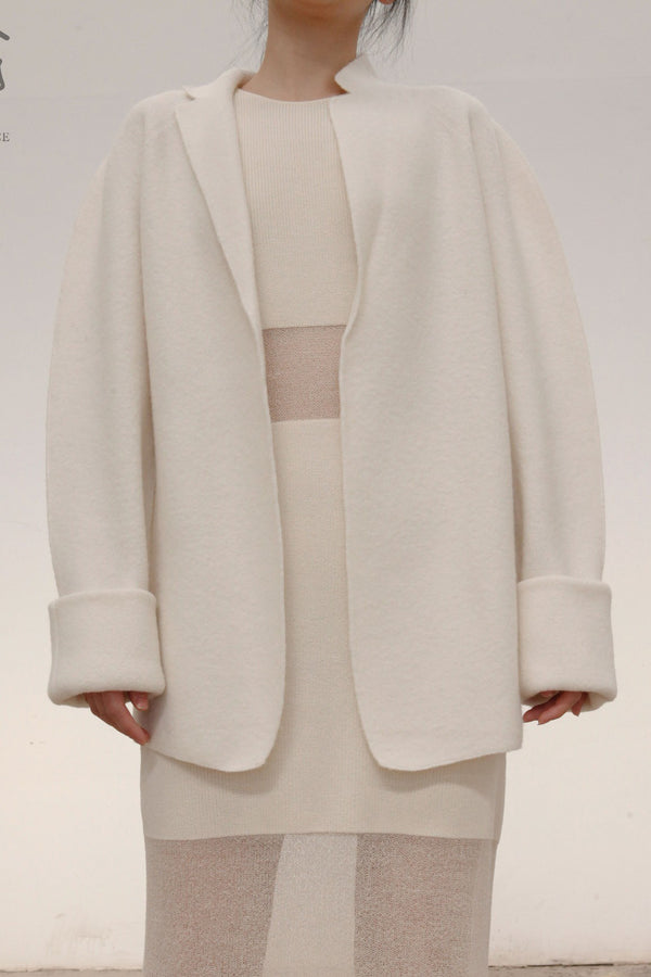 SWAYING/KNIT Wool Seamless Suit SW202SZ56 White PS45